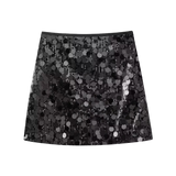 Black Sequin Skirt with Sparkly Details