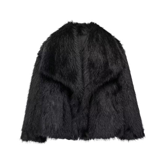 Elise™ - Svart Faux Fur Jacka