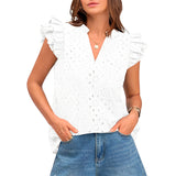 Ylva™ - Sleeveless ruffle blouse