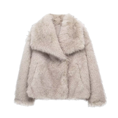 Elise.™-Grijze Faux Fur Jacka